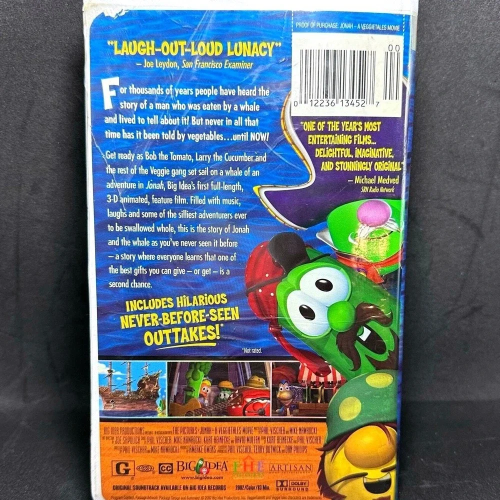 Jonah A VeggieTales Movie VHS 2002 Idea Artisan Holographic‎ Clamshell G Rated